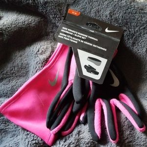 Nike running thermal gloves and headband set